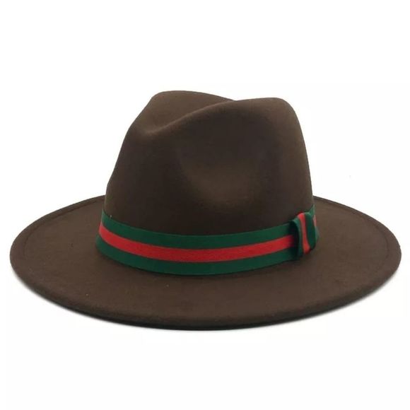 Other - Brown Fedora Hat with Elastic Band